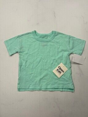 Open Edit Cotton T Shirt Mint Modern Classic Style - Girls 12M